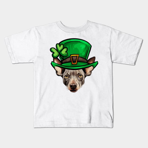 Funny St Patricks Day Hairless Terrier Kids T-Shirt by whyitsme